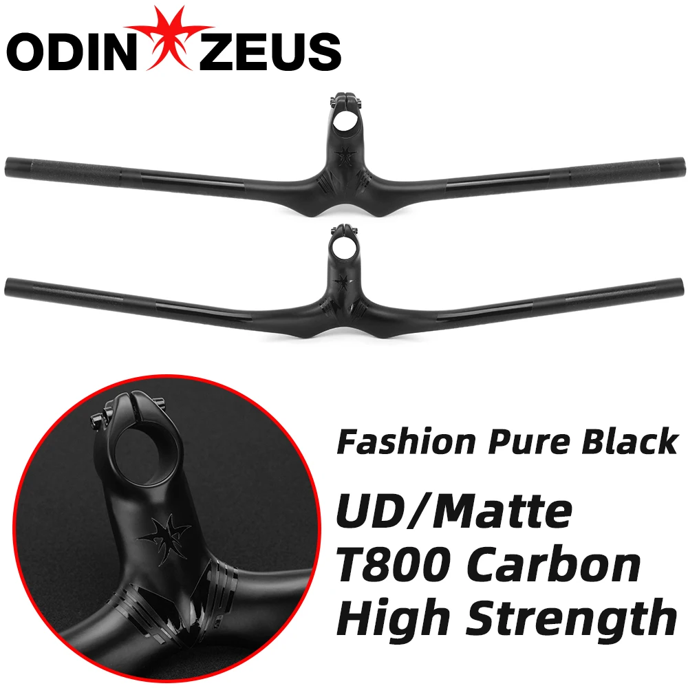 

OdinZeus Super Strong MTB Bicycle Riser Handlebar One-shaped Integrated Handlebar With Stem Bike Parts 80/90/100/110*700/720mm