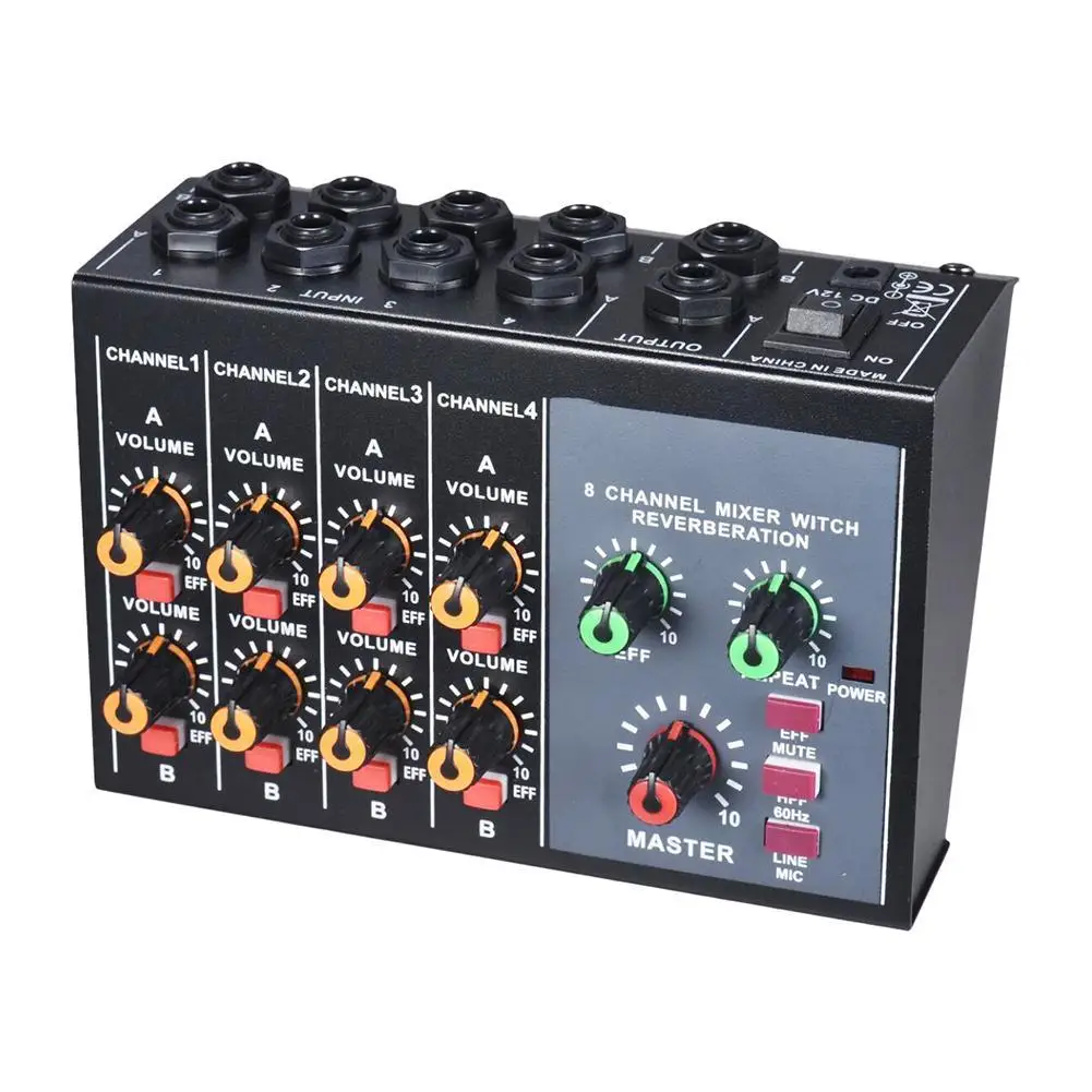 

Audio Sound Mixer 8 Input 2 Bus Dual Use Small Portable 8 Channel Audio Mixing Desk Two Power Supply Professional Digital Mixer