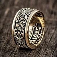 baoshina exquisite ancient gold geometric pattern ring for men vintage creative party wedding jewelry hand accessories size 6 13