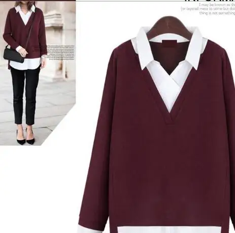 Женская трикотажная рубашка винтажный трикотажный пуловер большого размера для