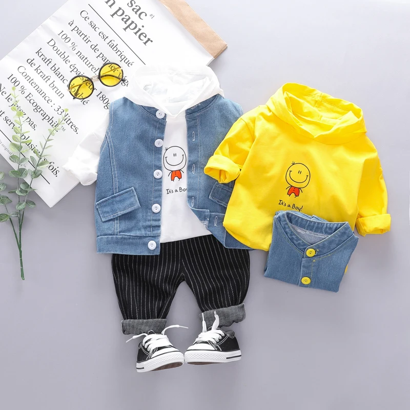 

HYLKIDHUOSE; Сезон весна-осень; Одежда для младенцев, малышей, одежда, джинсы для мальчиков с резинкой на поясе, джинсы для мальчиков, жилет с капюш...