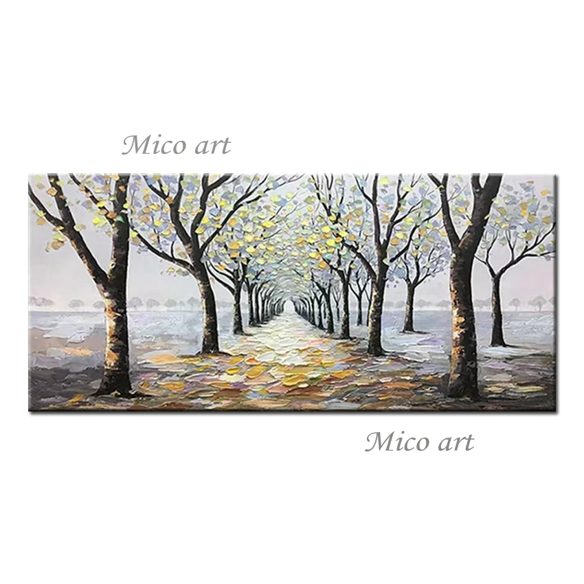 

No Framed Hand Painted Nordic Style Picture Paintings Artwork 100% Textured Birch Landscape Wall Art Oil Painting On Canvas Dec