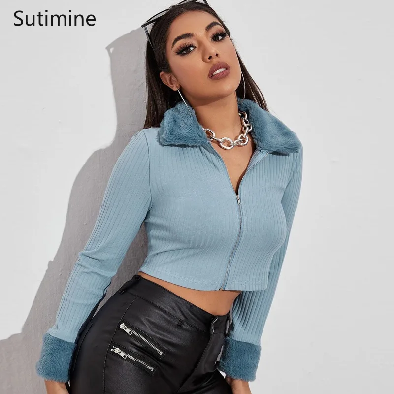 

2021 European and American Women's Knit Sweater Turn-up Collar Long-sleeved T-shirt New Design Feeling Milky Sweet Blouse Women
