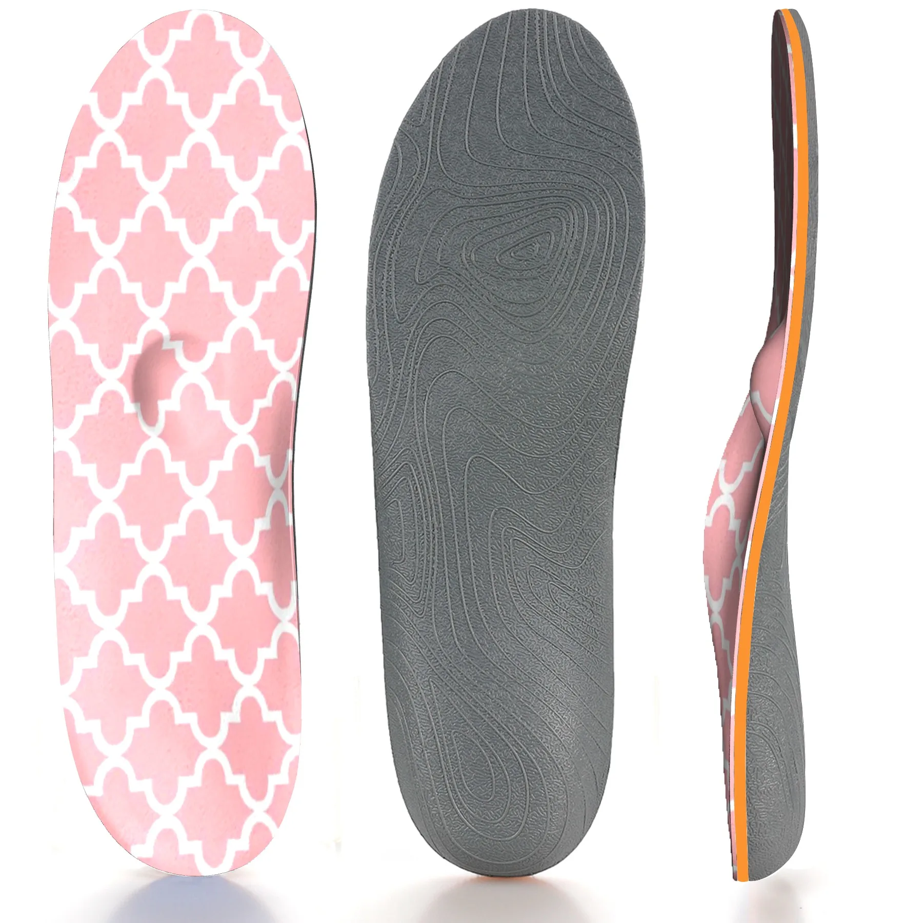

Pink Block Memory Foam High Arch Support Insoles Thick Orthotic Insoles Men and Women Sneaker Shoes