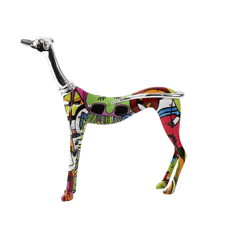 

Color Electroplated Doberman Dog Office and Home Decoration Art Creative Resin Modern Art Animal Figurine