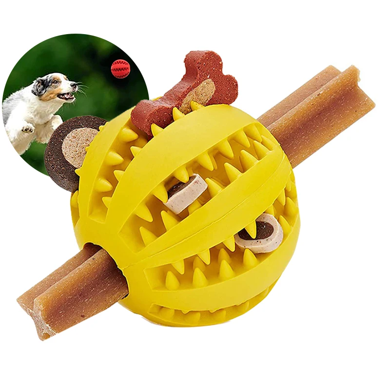 

things Dog toys for small puppy big dogs pet toy bite resistant rubber food dropping ball mint flavor tooth cleaning teether