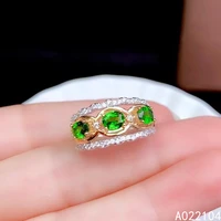 kjjeaxcmy fine jewelry 925 sterling silver inlaid natural diopside women noble exquisite adjustable gem ring support detection