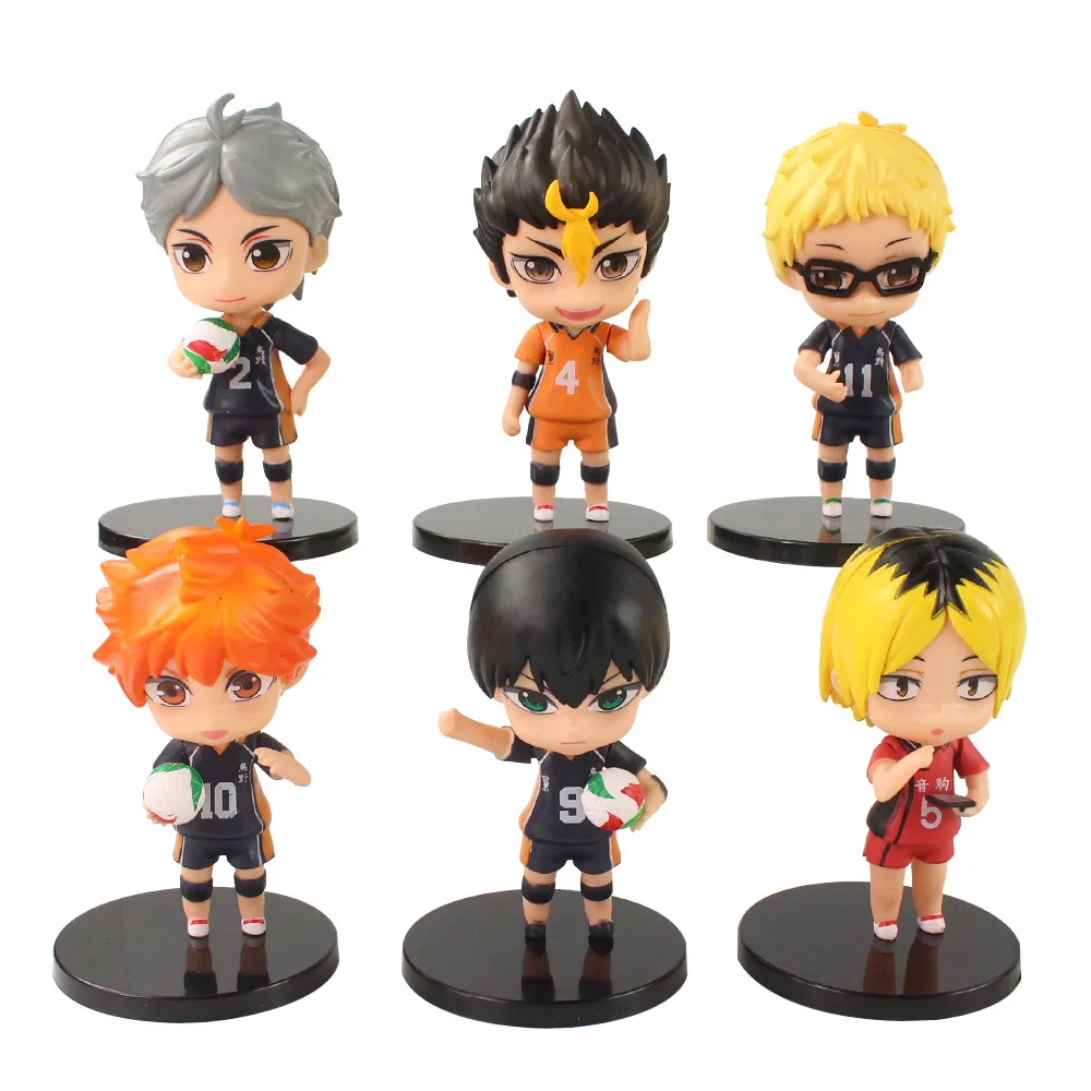 

6Pcs/Set Volleyball Juvenile Anime Haikyuu Action Figure Big Head Kenma Hinata Shoyo Tobio Koushi Model Toy Boy Gift Collectible