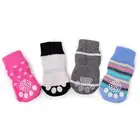 Шерстяные носки для домашних питомцев, 4 шт.компл., обувь для кошек, нескользящие носки с милыми рисунками из мультфильмов, защита лап, Нескользящие теплые мягкие вязаные носки для домашних животных