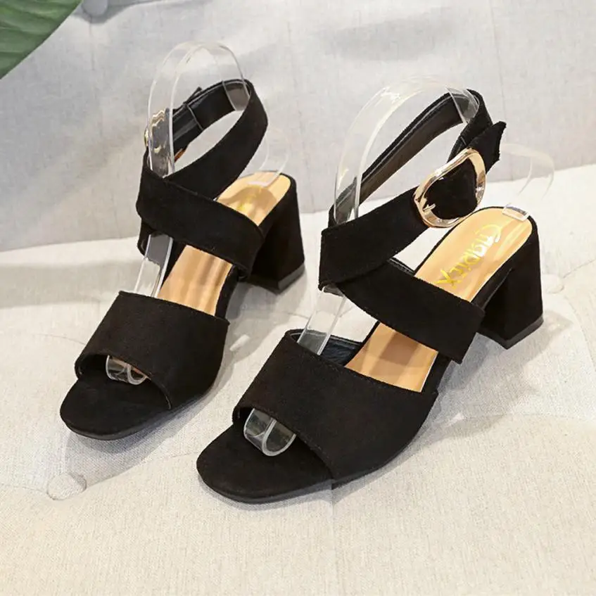 

FashionPLUS SIZE 41 42 43 Summer Shoes Woman 2018 Women's Sandals ~Square Heel Sandals Sandal High Heels #A40