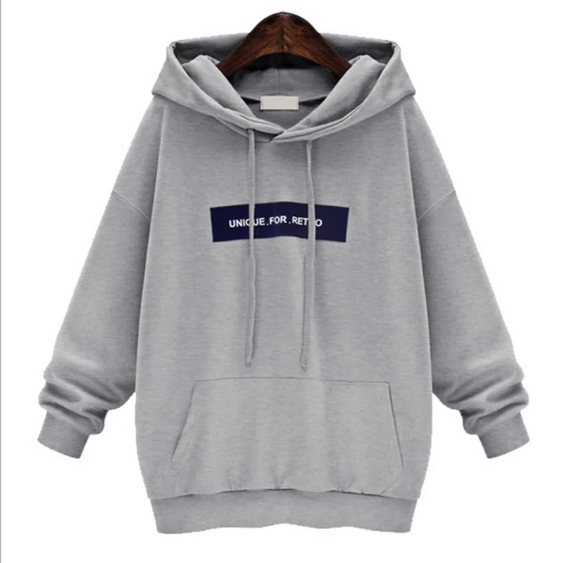 Light Grey Свитшоты с буквенным принтом, Женская Перемычка Hoody с длинным рукавом, пуловер, топ, блузка, женский свитер, пуловеры, Poleron Sudadera - Цвет: Light Grey