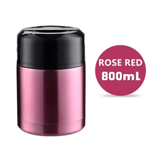 800ml Rose Red 800/1000 мл Термос с двойными стенками из нержавеющей стали для еды для супа контейнеры большой емкости термосы для ланча бэнто коробка - Цвет: 800ml Rose Red