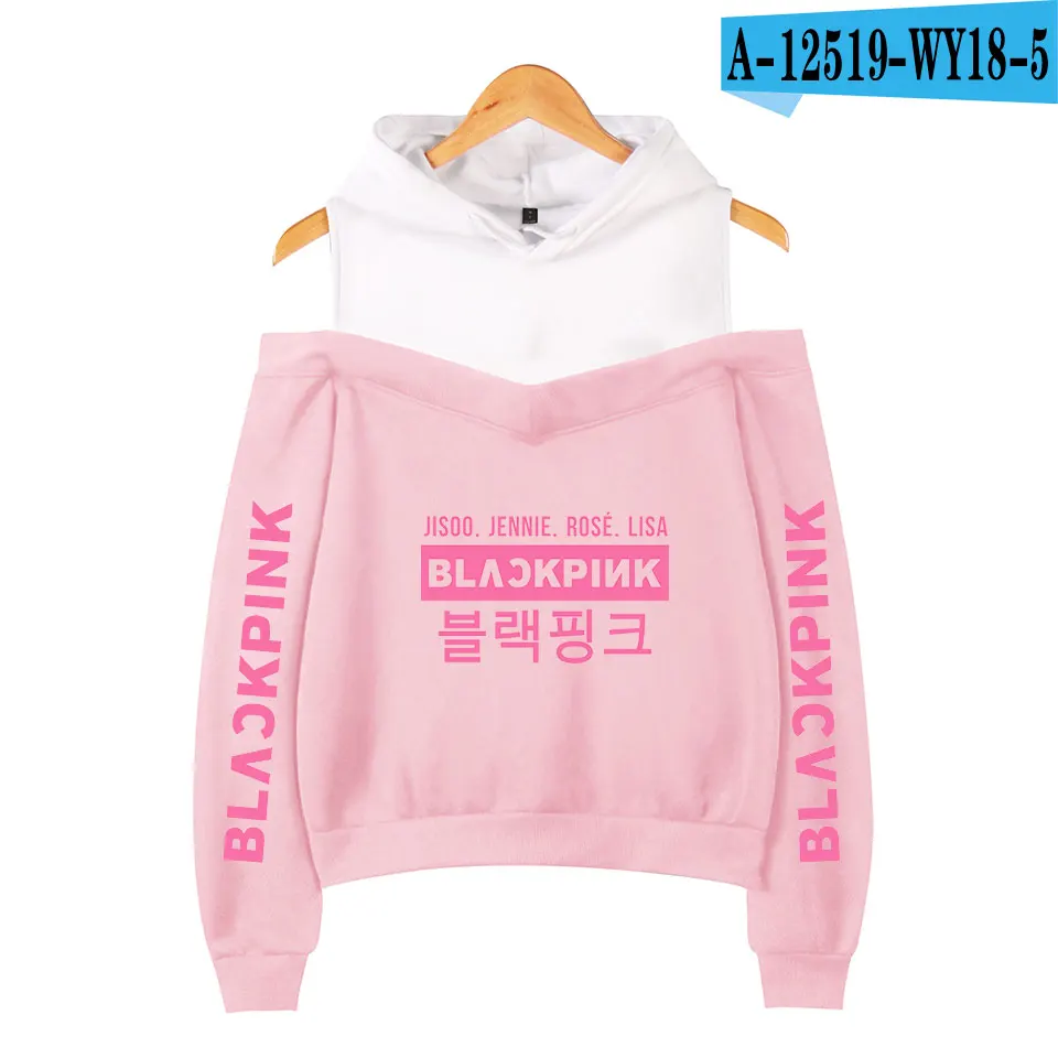 pink Сексуальные модные черные розовые толстовки женские Kpop толстовки с принтом Blackpink женские толстовки без бретелек хип-хоп толстовка - Цвет: pink