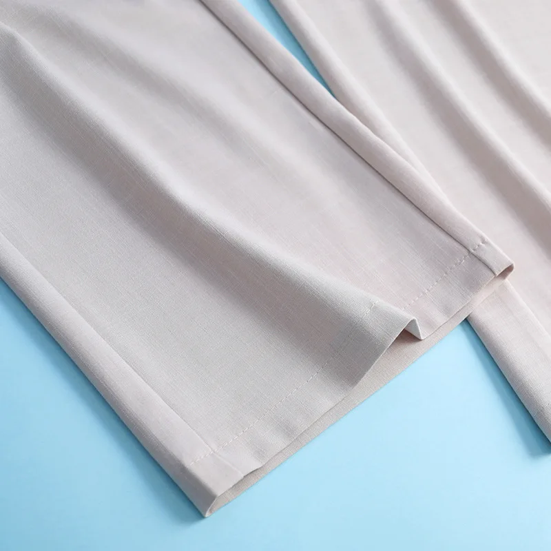 

Wide Leg Capri Pants Women Solid Color High Waist Plus Large Size Summer New Style Loose Casual Straight Calf Length Pants