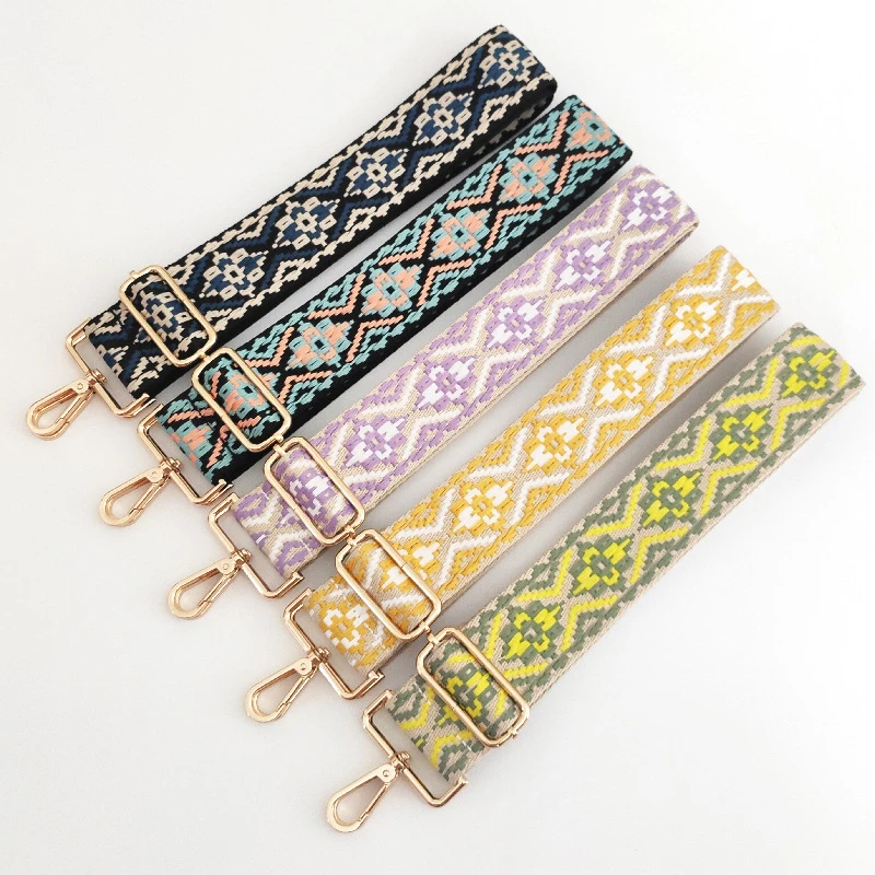 Color Ethnic Style Jacquard Wide Shoulder Strap Adjustable All-match Bag Straps All-match Colorful Straps New Bag Accessories