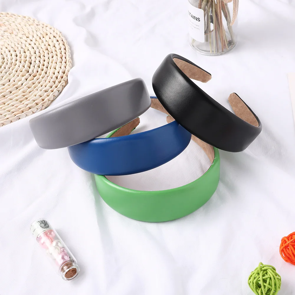 Винтажные цветные однотонные кожаные волосы Pu ремешок для женщин Корейская