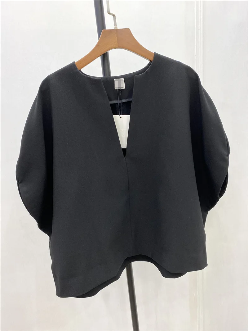 

Haute Couture Dolman Sleeves Brand Blouse Female Gray Autumn Shirt Office Lady Top V Neck Loose Leisure Business Resort Wear New
