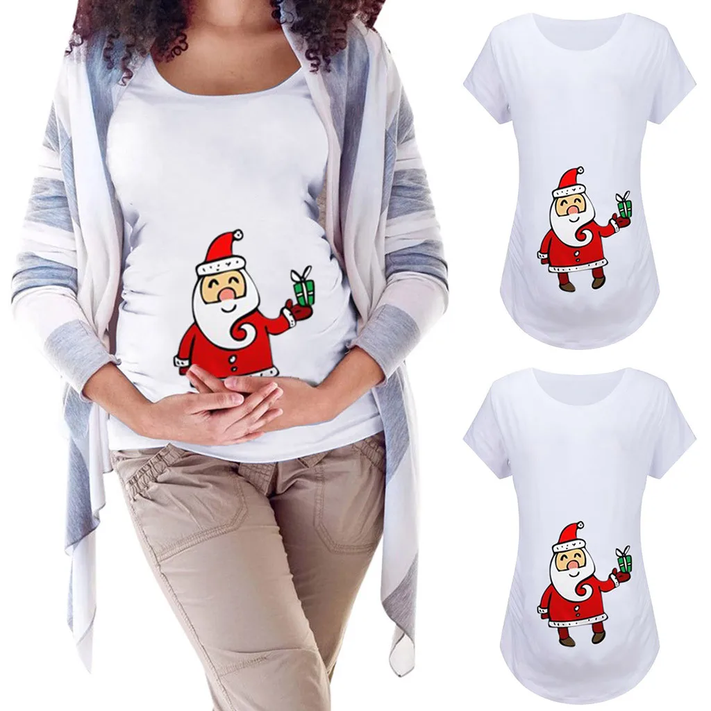 Для беременных женщин Одежда для Санта Клаус подарок малышей короткий рукав с