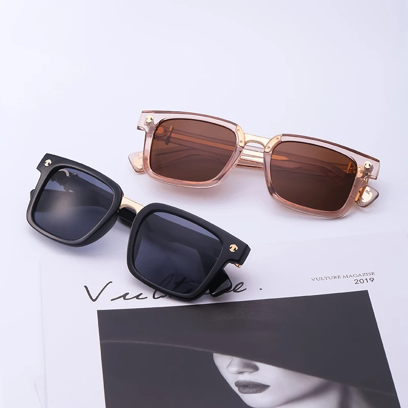

2021Fashion Vintage Square High Quality Sunglasses Shades For Women Luxury Brand Designer Sun Glasses For Men Gafas De Sol Mujer