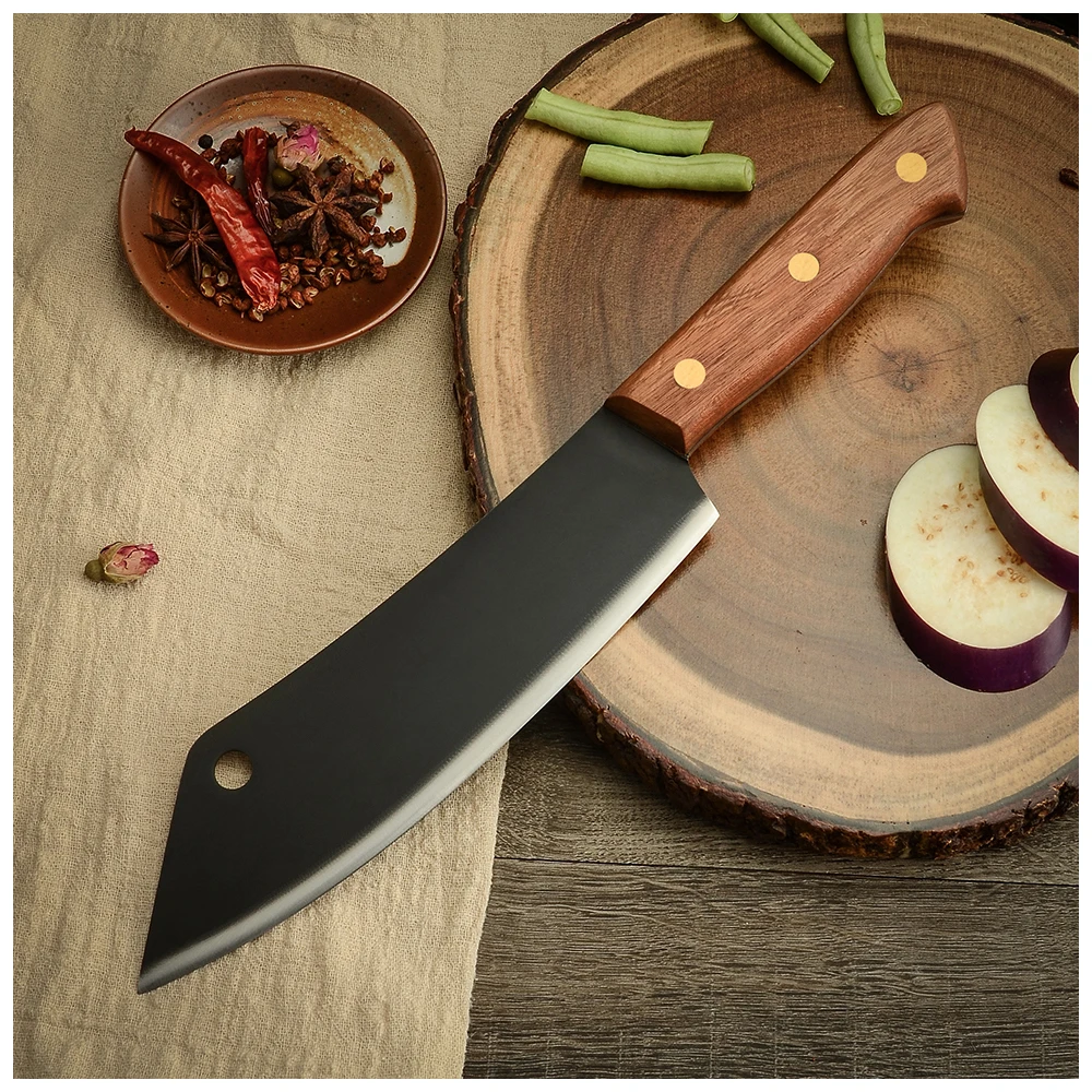 XYj 8'' inch Chef Slicing Knife Kitchen Stainless Steel Full Tang Blade Wood Handle Meat Fish Filleting Sword Hang Hole | Дом и сад