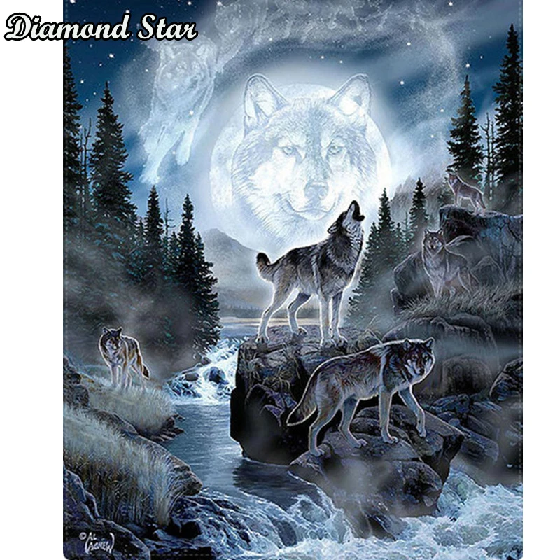 

5D DIY Diamond embroidery Cross stitch Wolves Full Square Diamond mosaic Diamond painting decoration