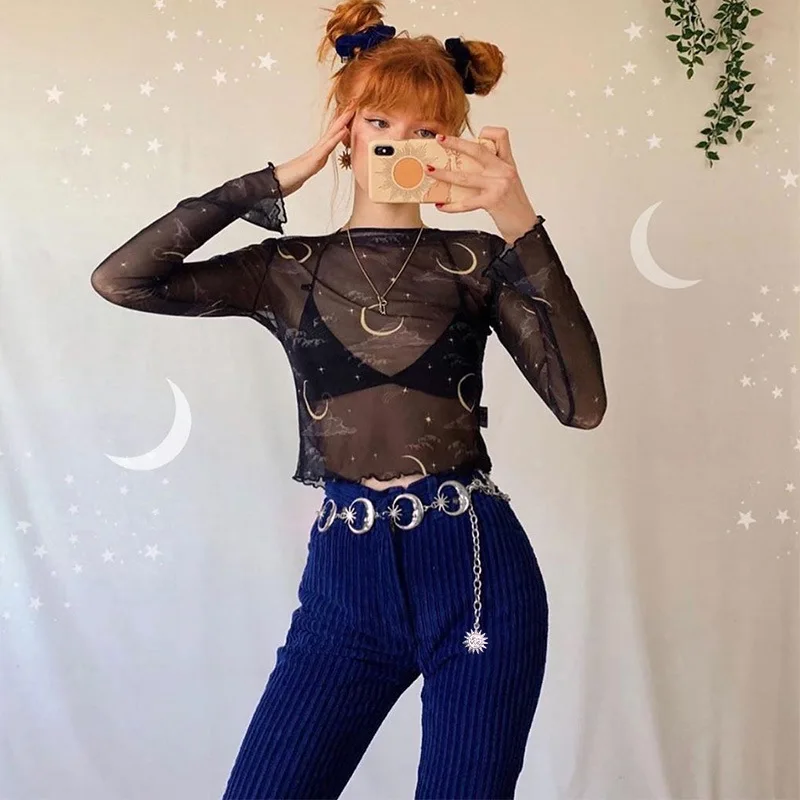 NCLAGEN Готический солнце и луна серебряная подвеска Ремни Femme Harajuku в стиле панк из
