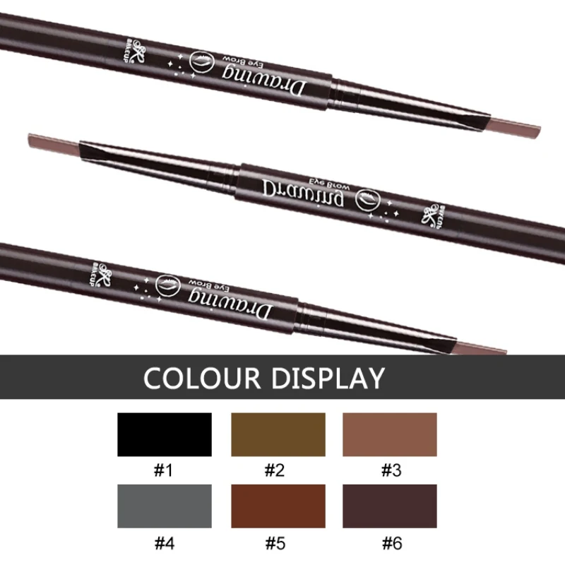 Автоматический вращающийся карандаш для бровей с двумя головками водостойкий и