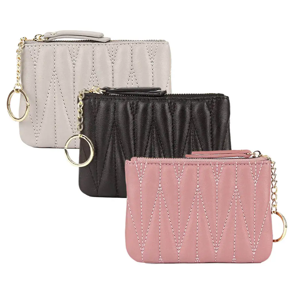 

Small Plaid Wallets for Women Solid Bifold Slim Credit Card Holder Zipper Coin Purse