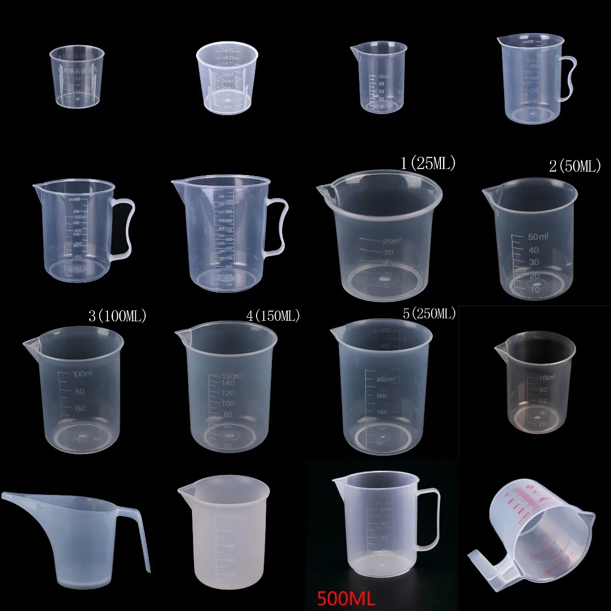 

2022 1/10 шт. 20-1000 мл пластиковый мерный стакан контейнер для жидкости инструмент для изготовления эпоксидной смолы прозрачная чашка для смешив...