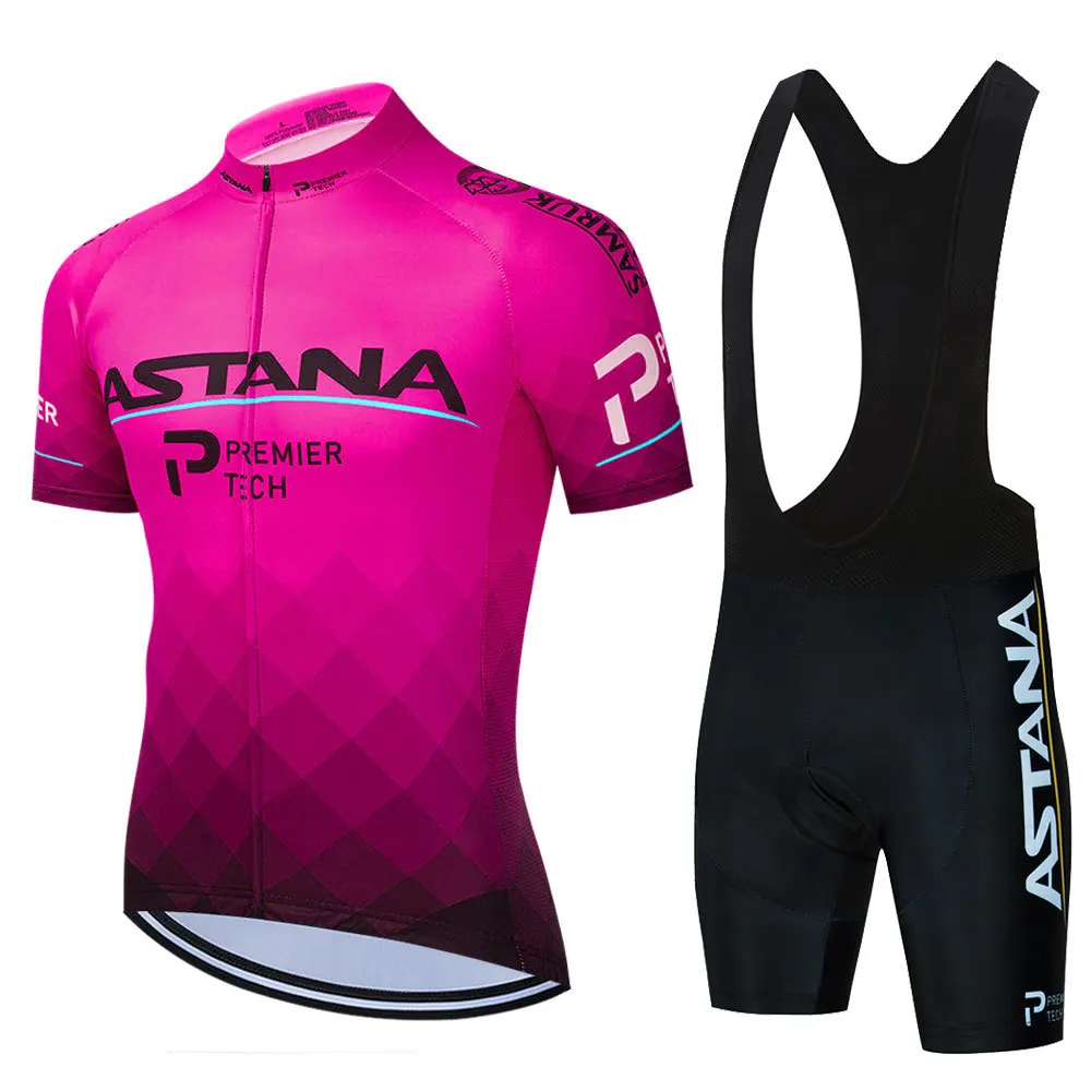 

Astana Premier Tech 2021 Men Road MTB Cycling Jersey Set Short Sleeve Summer Bicycle Racing Clothes Cycling Bib Shorts Gel Pad