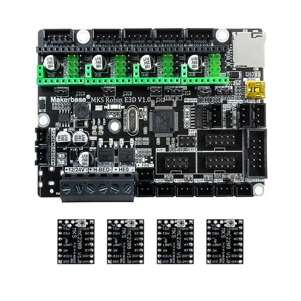 Makerbase МКС Робин E3 E3D 32Bit Управление доска 3D-принтеры деталей с tmc2209 Uart режим драйвер