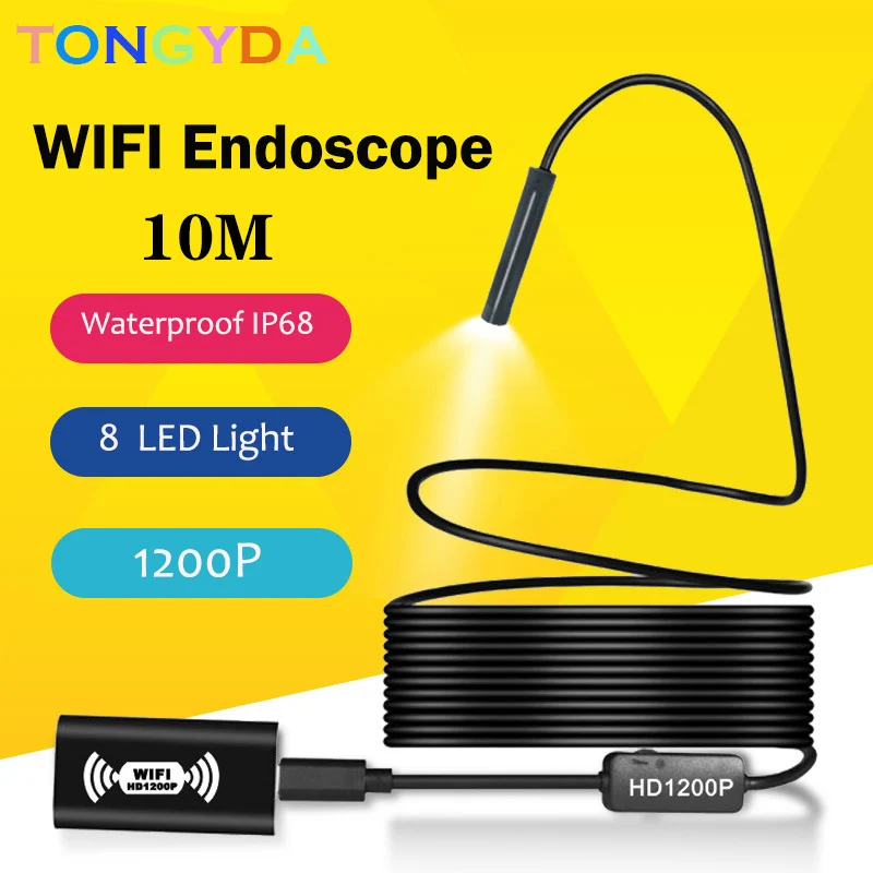 8 мм HD камера wifi эндоскоп для Android iPhone бороскоп 3 5 10 м 1200P осмотра трубы