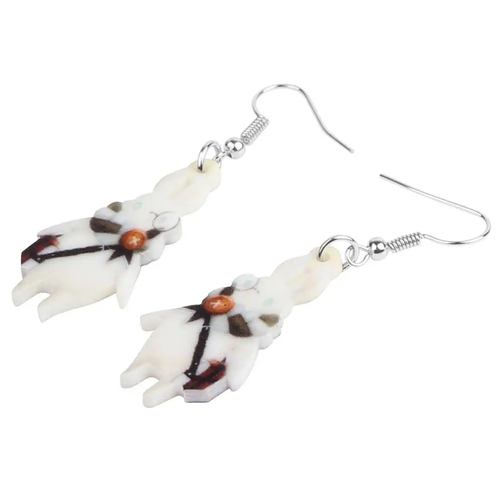 Акриловые серьги ARWA в виде белого кролика длинные с принтом животных Висячие