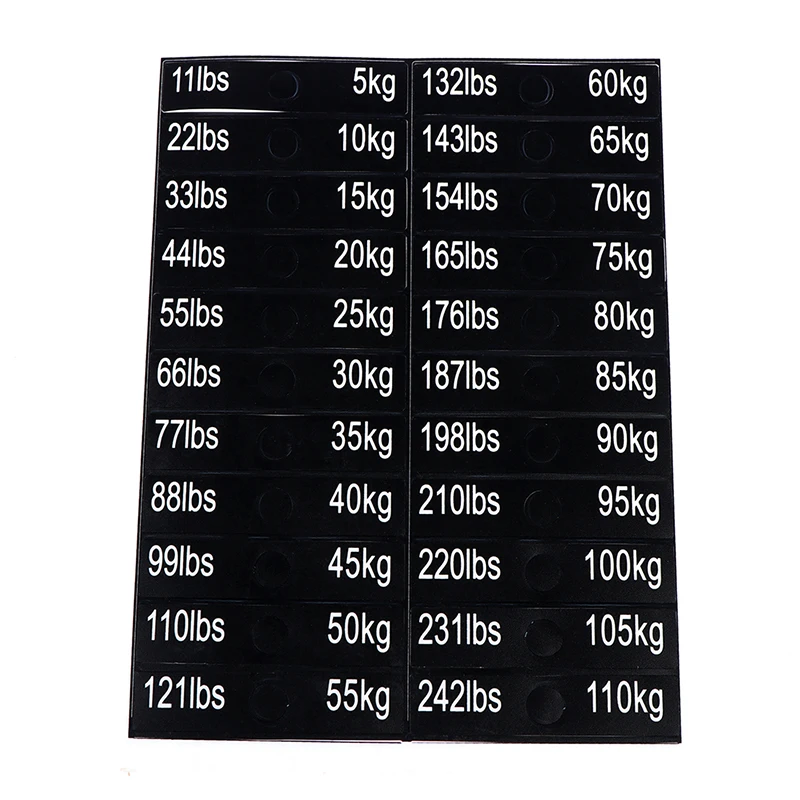 

1Sheet Gym Equipment Weight Sticker Labels Power Equipment Label White Numbers On Black Background Weight Sticker