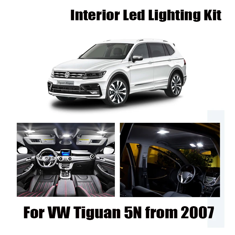 10 шт. светодиодный Автомобильные светодиодные лампы Canbus для VW Tiguan 5N 2007 г. |