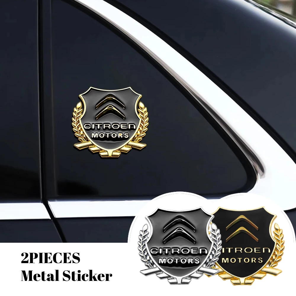 

2Pcs Car Badge 3D Metal Sticker Door Side Window Body Wheat Ear Decals For Citroen C4 Picasso C6 C3-XR C2 C3 C5 Accessories