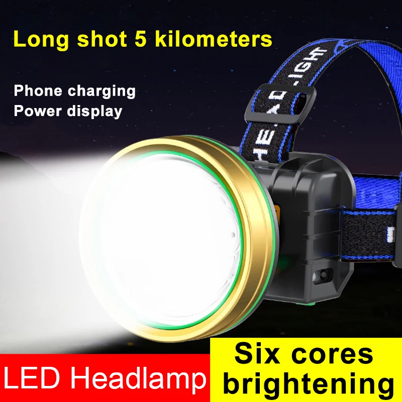 

NEW LED Headlamp Fishing Headlight Strong Light Long-range Lamp USB Rechargeable Waterproof Head Lamp Super Bright Camping Light