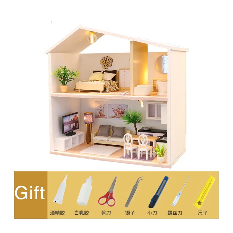 Последние 1:12 кукольный домик миниатюрная ванная комната деревянный diy Кукольный дом комната с кухонными аксессуарами jouets pour enfants Фигурки игрушки