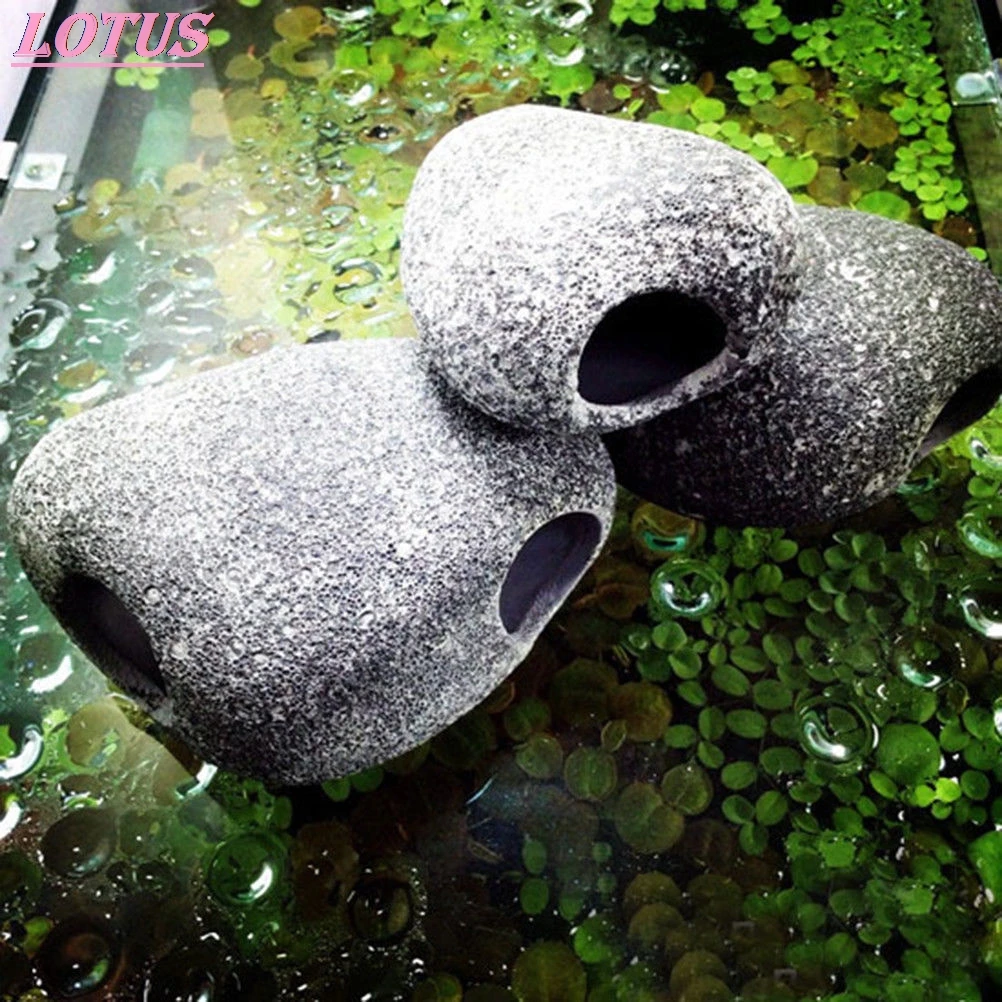 

1PC Aquarium Cichlid Stone Ceramics Rock Cave Aquarium Fish Tank Pond Shrimp Breeding Ornament Accessory Decorative Marbles new