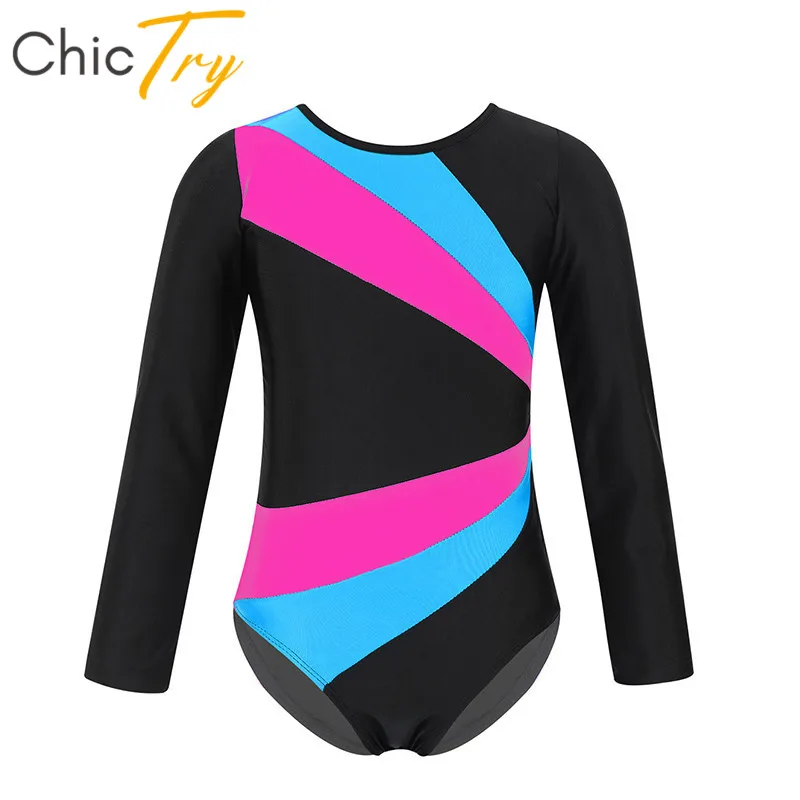 Детское балетное гимнастическое трико ChicTry с длинными рукавами спортивное боди