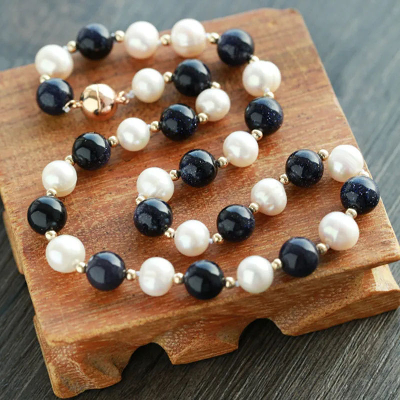 

High-end Jade Agate Freshwater Pearl Necklace And Bracelet Set