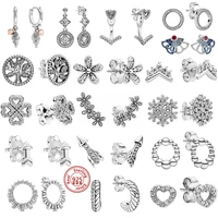 authentic 925 sterling silver earrings flower heart trend earrings women jewelry ear studs fit original brand charm party gifts