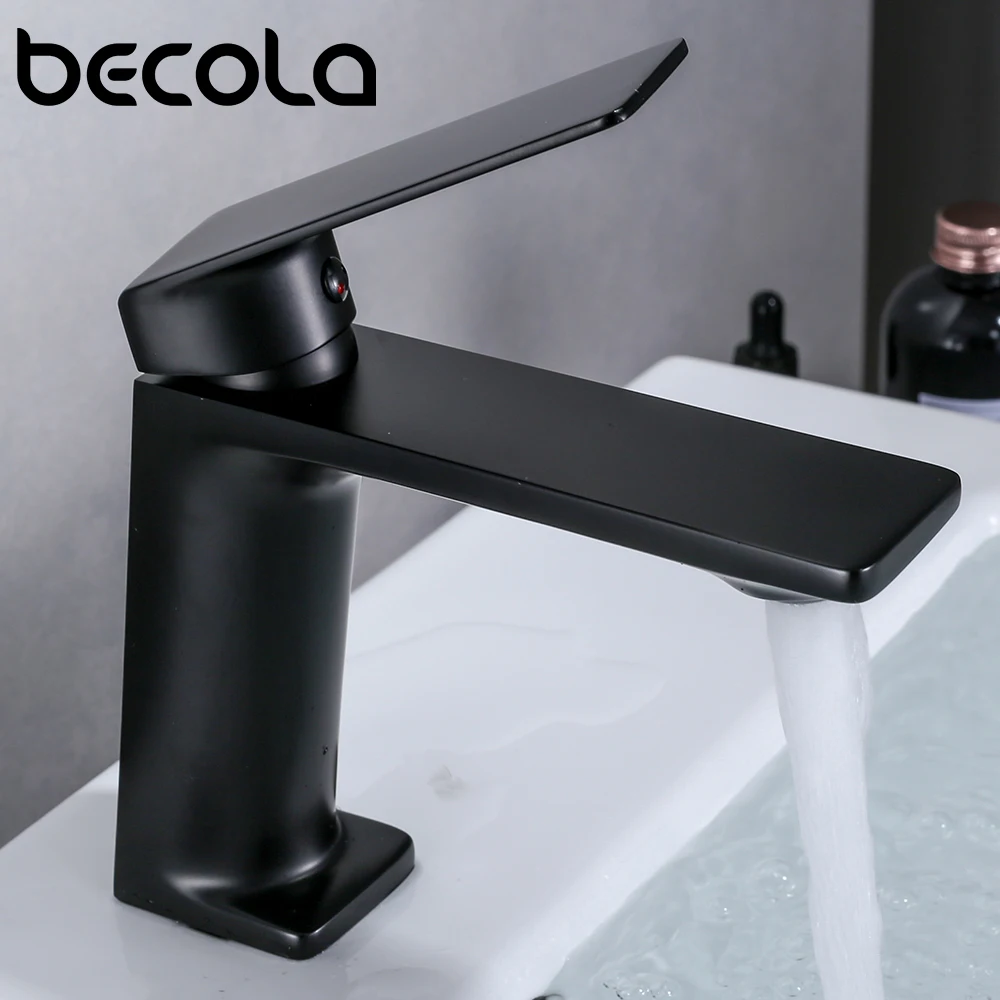 

Becola Basin Faucets Black/Golden/Chrome Creative Mixer Taps Brushed Bathroom Faucet Deck Mounted Water Sink Mixer Tap Nickel