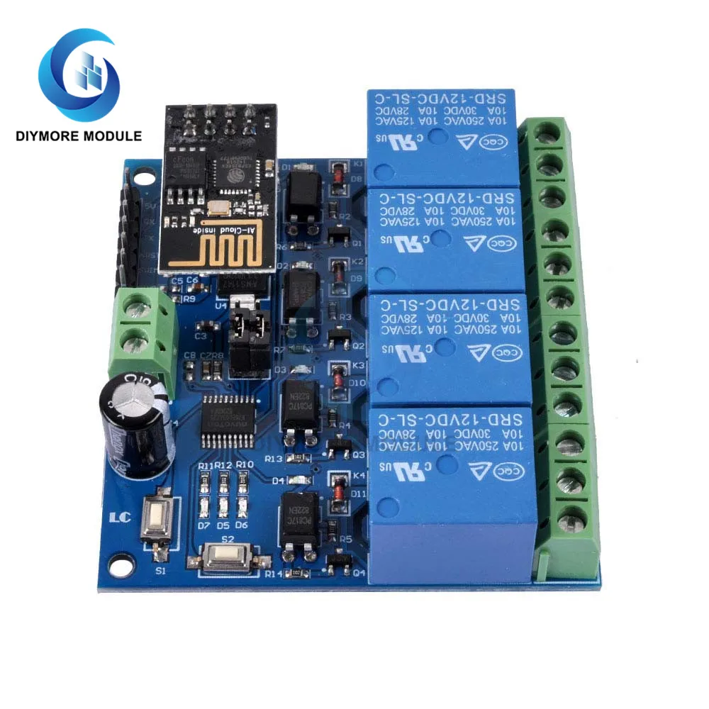 DC 12V реле Wi Fi модуль 4 канала ESP8266 ESP 01 Беспроводной плате с помощью приложения на