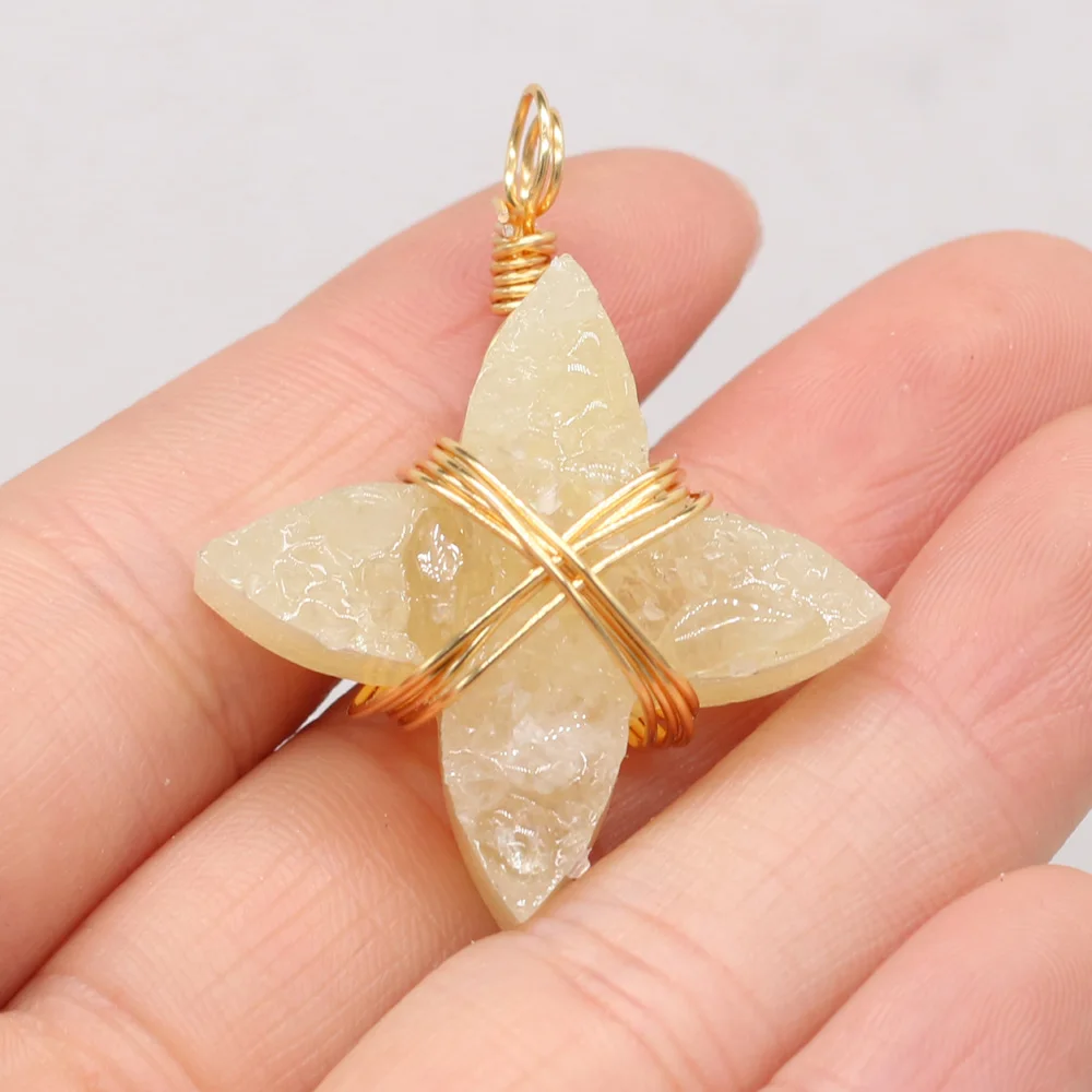 1 шт. очаровательный топаз Натуральный Полудрагоценный Камень Серебряный кулон с