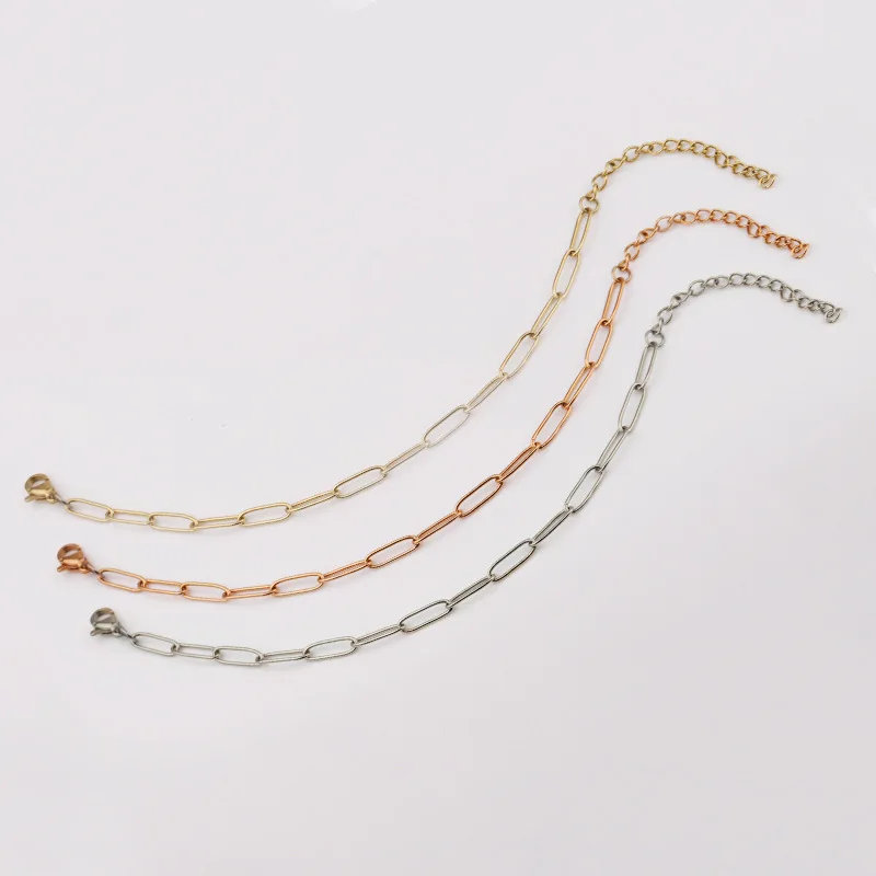 

Stainless Steel Long O chain Silver Color Gold color Rectangle Necklace Chain DIY Bracelet Accessories