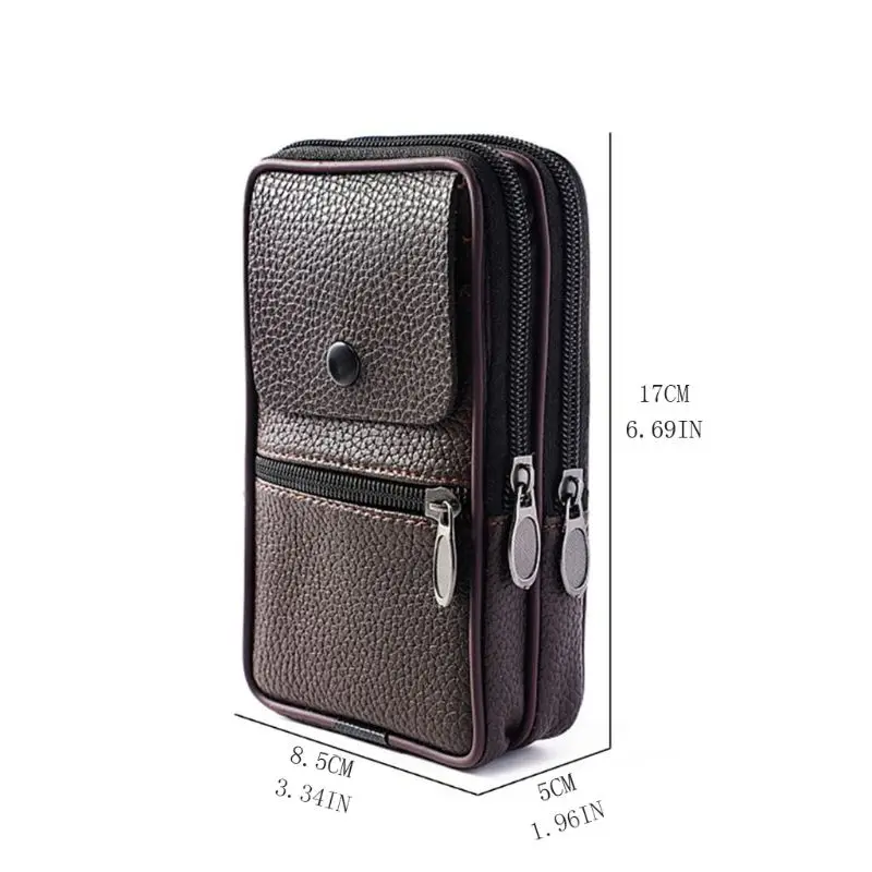 

Outdoor Fashion Vertical PU Leather Men Waist Pack Portable Zip Coin Purse Phone Bag LX9F