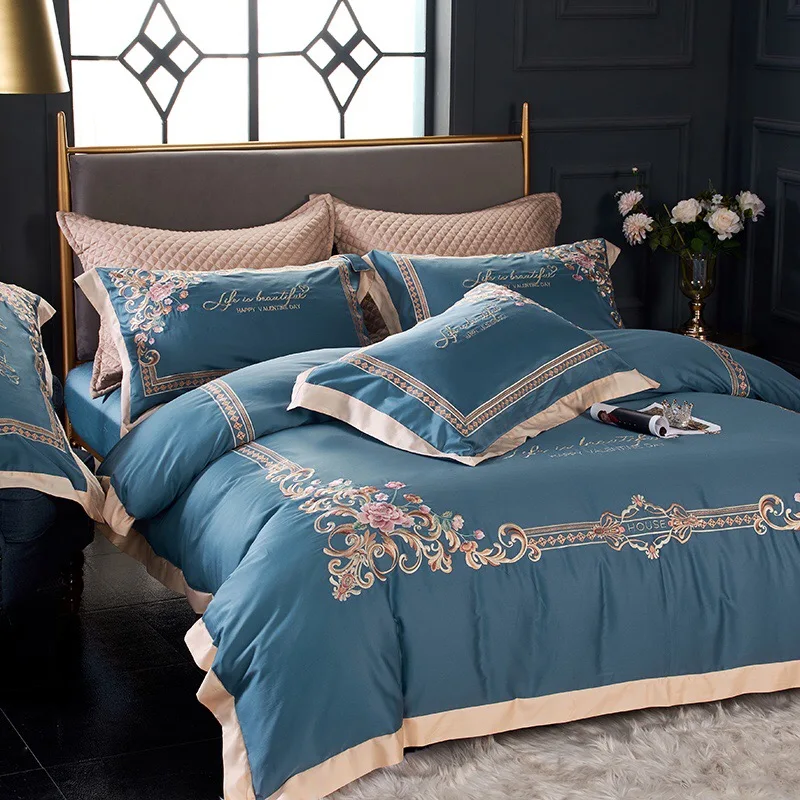

HOME-2021-100 % Egyptian cotton luxury purple bedding set king duvet cover and pillow cases