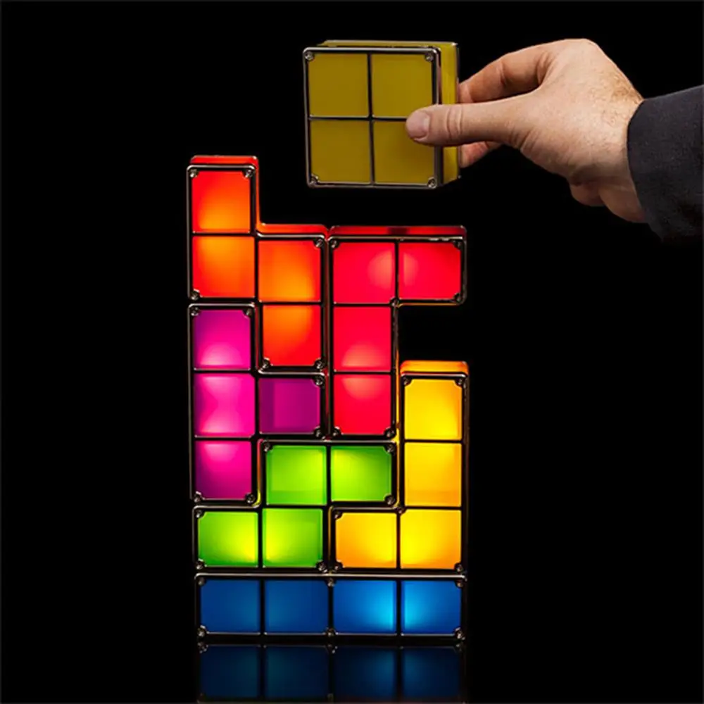 

DIY Puzzle LED Light Night Lamp Energy Saving Fashion Stackable Constructible Decorate Creative Tetris Block ABS Full Contact