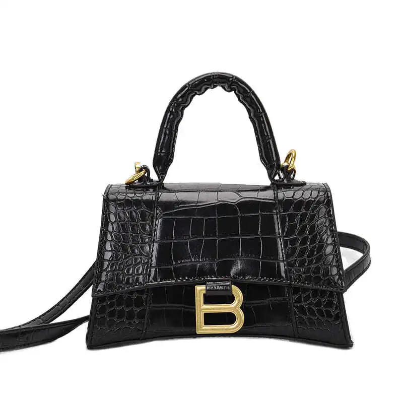 

Designer Luxury Soft Top-Handle Tote Women Alligator Leather Hourglass Handbag Girl Brand B Metal Shoulder Messenger Bags Female